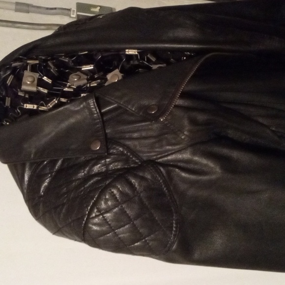 Asos women's black lambskin moto biker jacket - Picture 3 of 4